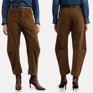 Nili Lotan Shon Corduroy Pant Cigar Brown Barrel Leg Size 10